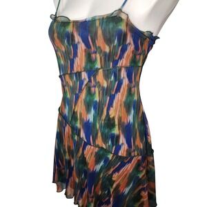 Urban Outfitters Moxie Mesh Multi-Colored Mini Slip Dress Y2k Funky Aesthetic